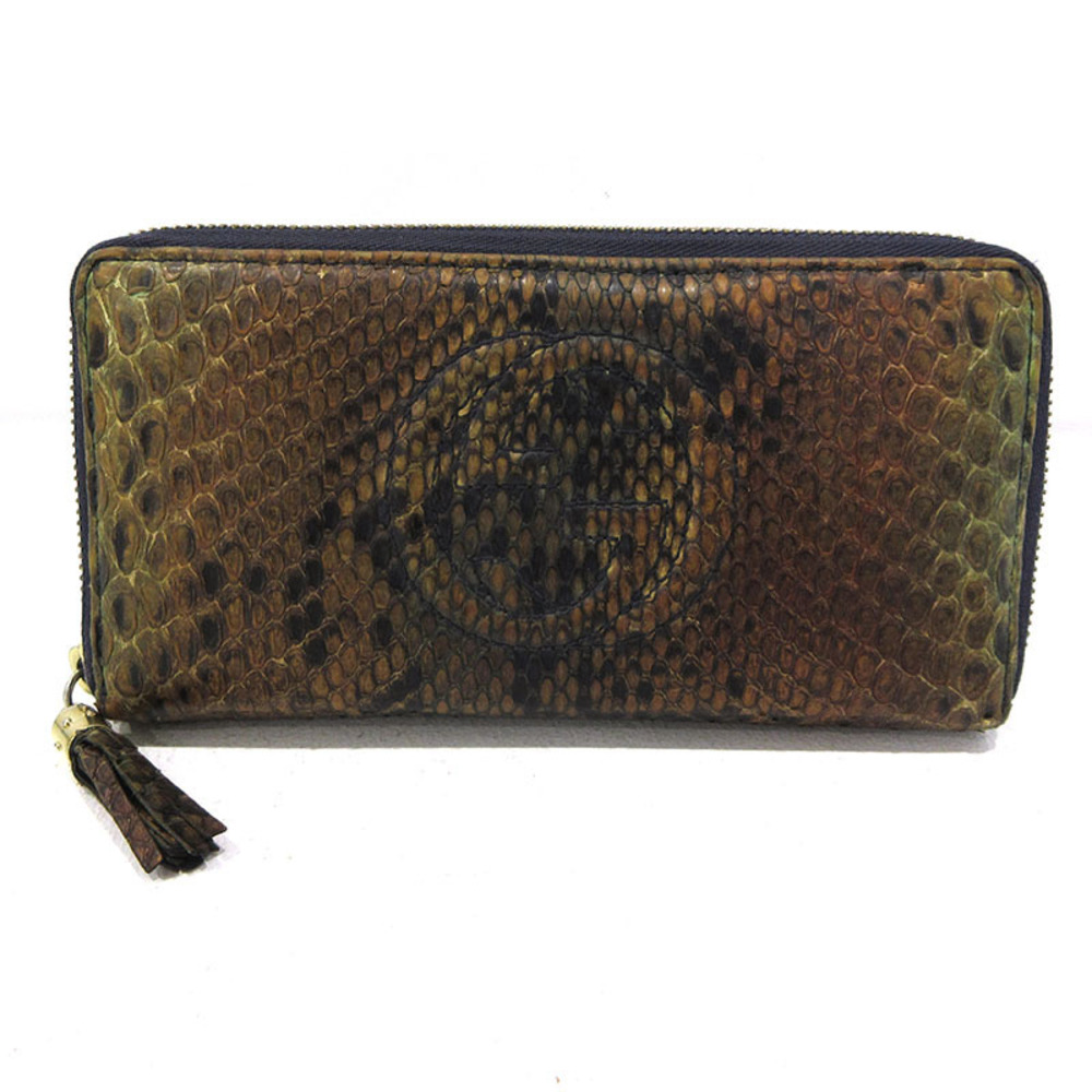 Gucci Python Soho Zip Around Long Wallet Brown - image 1